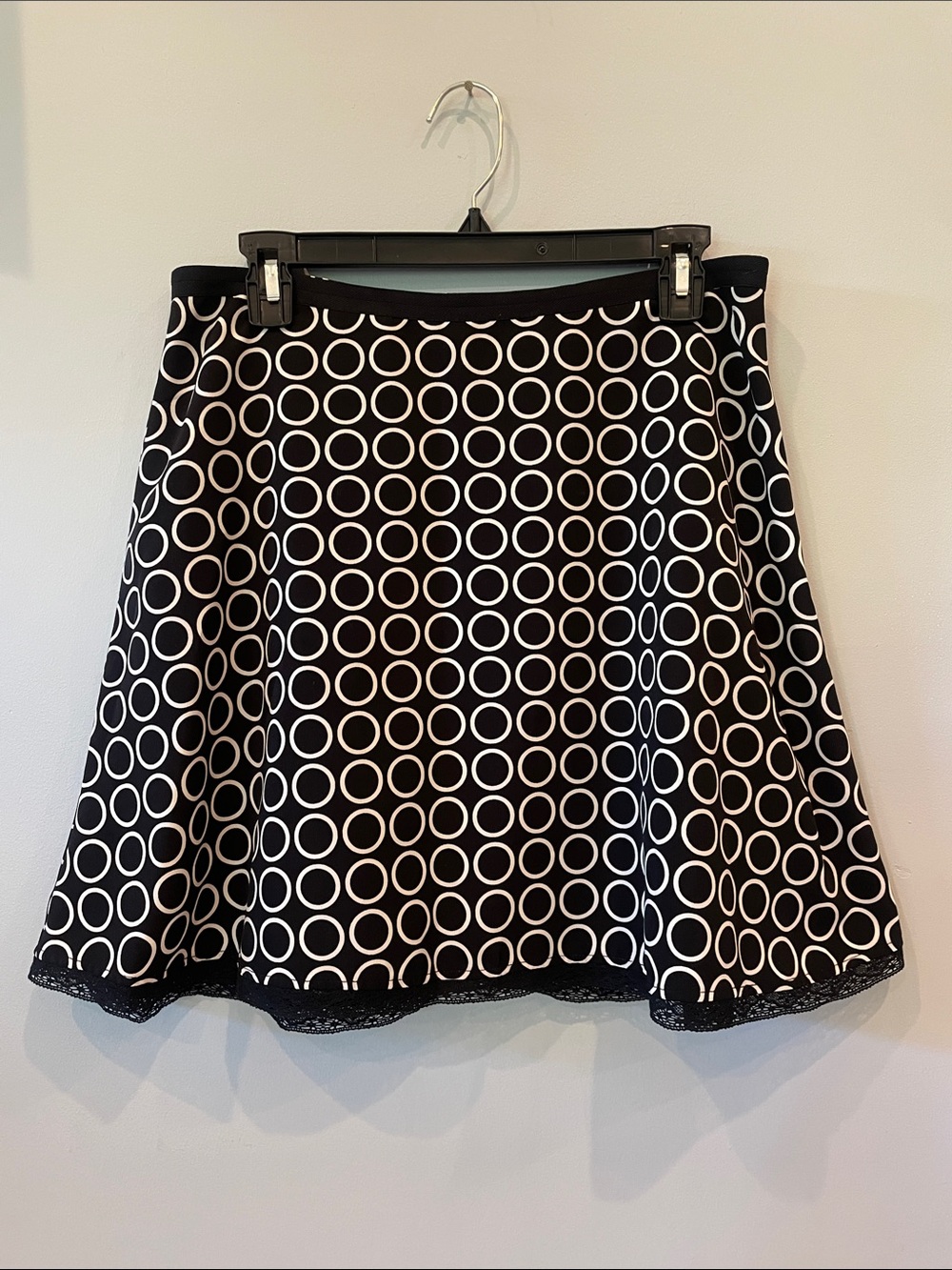 The Limited Black Skirt with White Circle Print